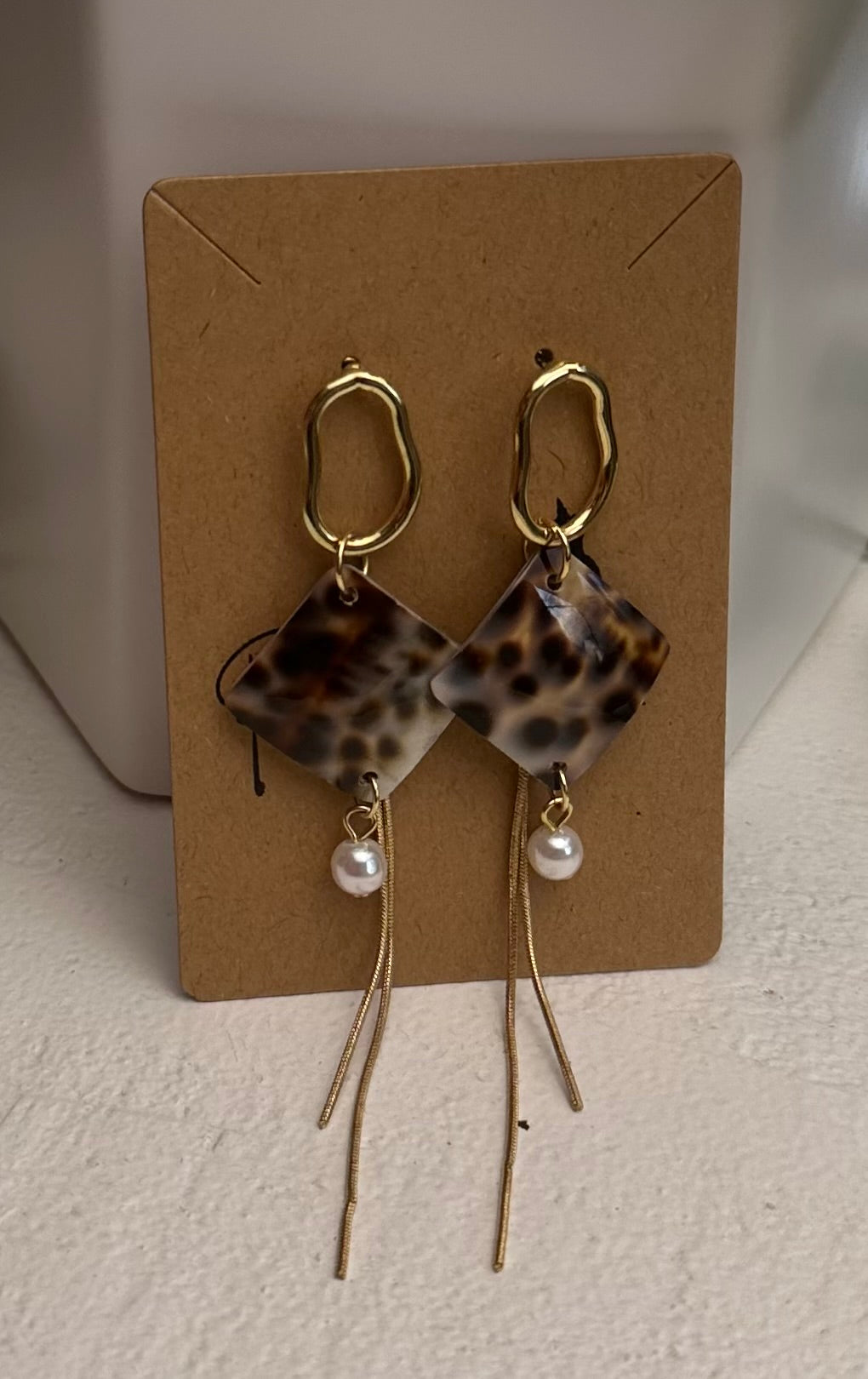 Animal Print Sea Shell Dangle Earrings