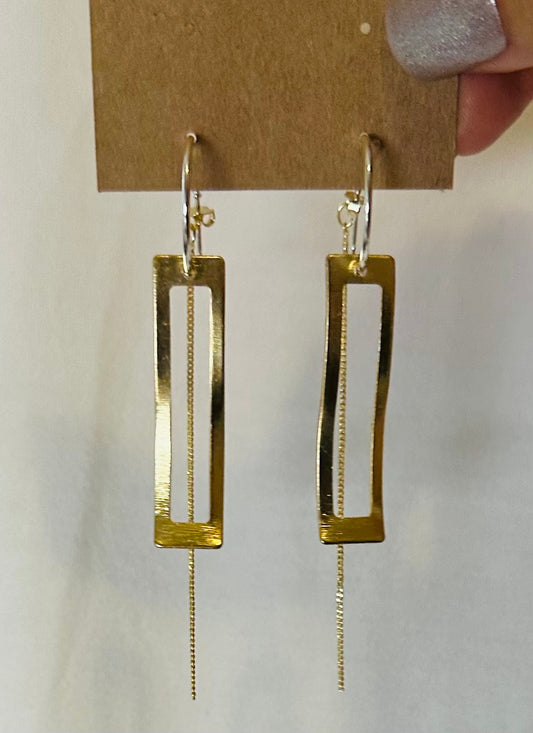 Rectangle with Chain Earrings