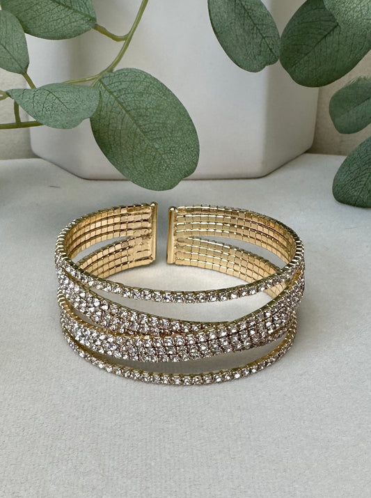 8 Line Crystal Cuff Bracelet