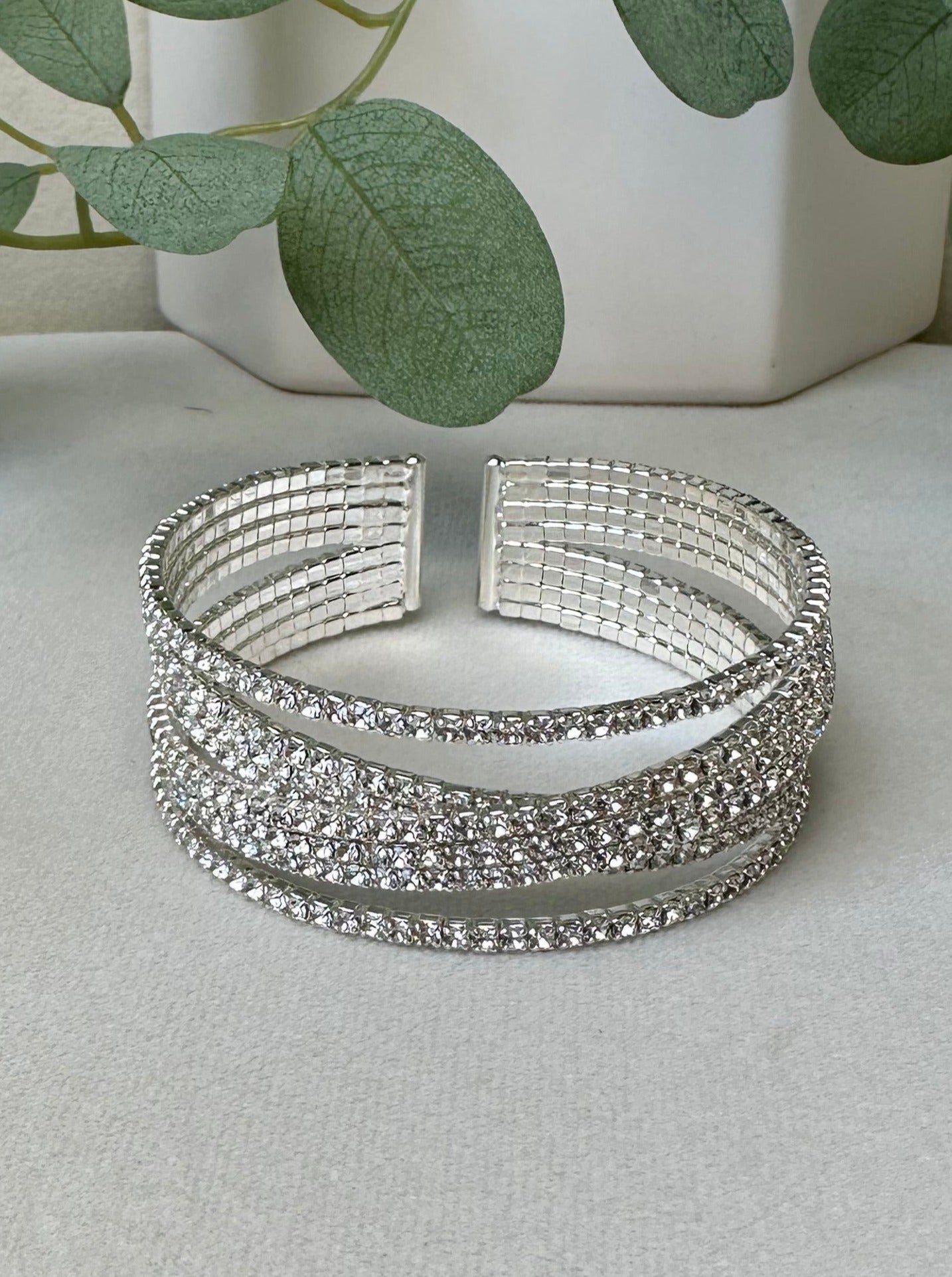 8 Line Crystal Cuff Bracelet