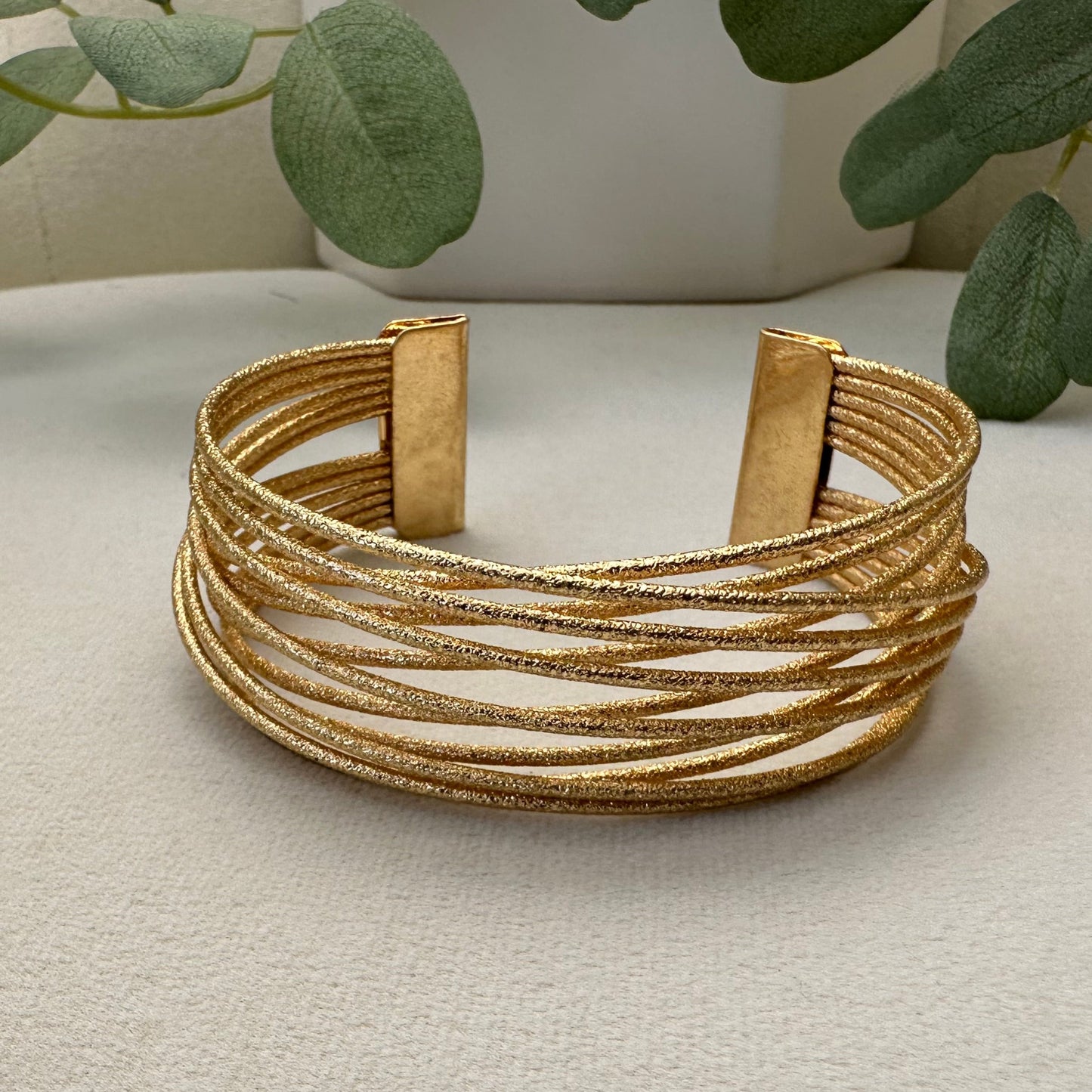 Textured Double Layer Cuff Bracelet