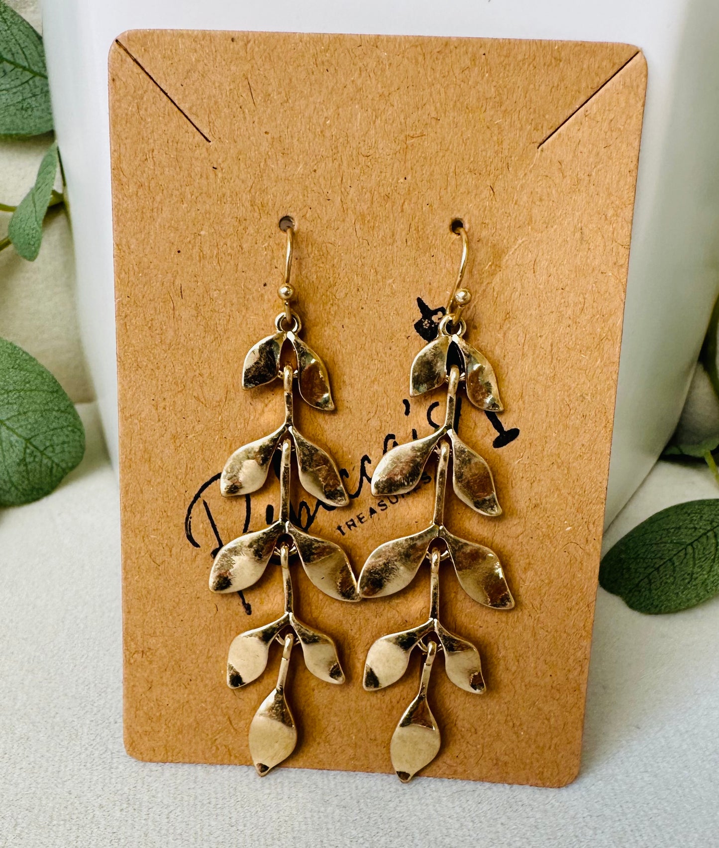 Leaf Drop Dangle Earrings